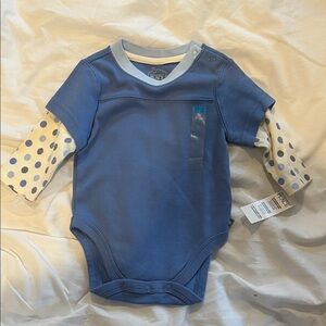 Children’s place  Blue Onesie with Polka Dot Sleeves